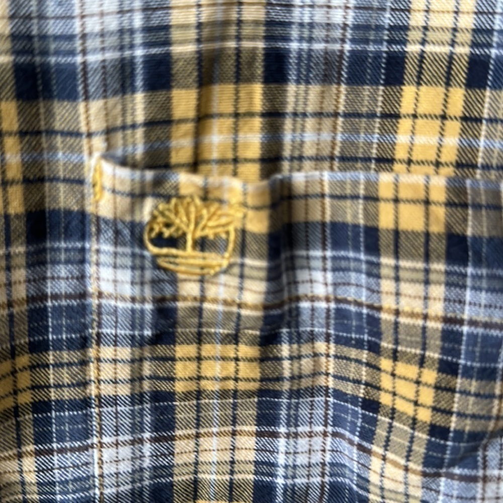 Timberland shirt, Golden and blue plaid size XL button up - Picture 3 of 9